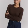 ALIX THE LABEL | RIB LONGSLEEVE T-SHIRT - warm brown