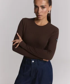 ALIX THE LABEL | RIB LONGSLEEVE T-SHIRT - warm brown