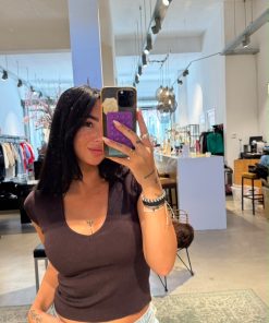 Alternative view of V-NECK KNIT | Brown