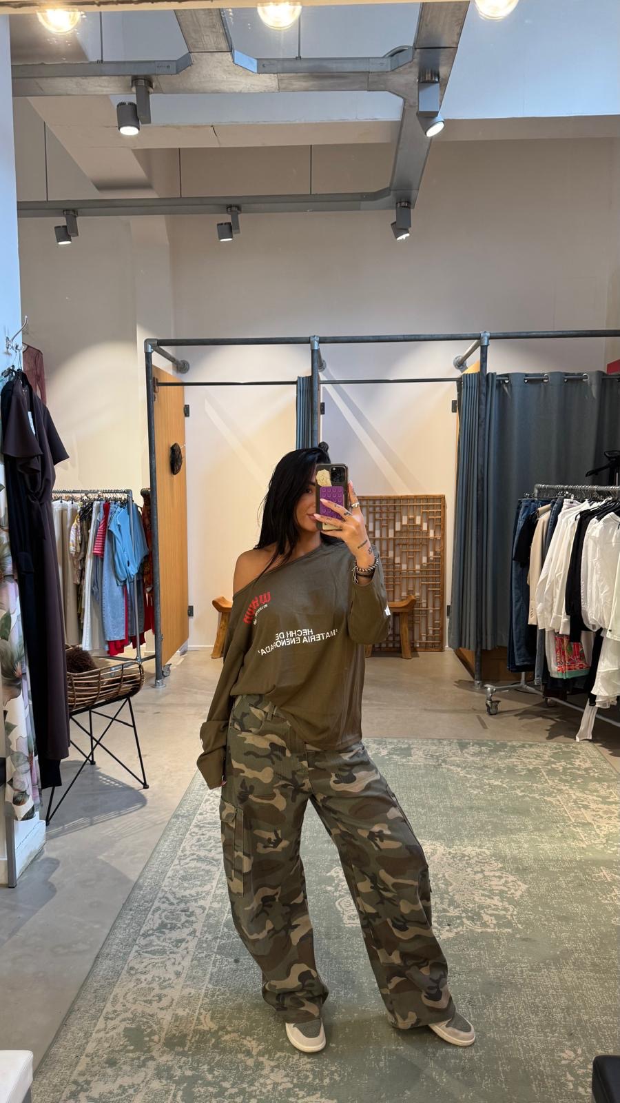 SHIRT OFF-SHOULDER | army - Afbeelding 3