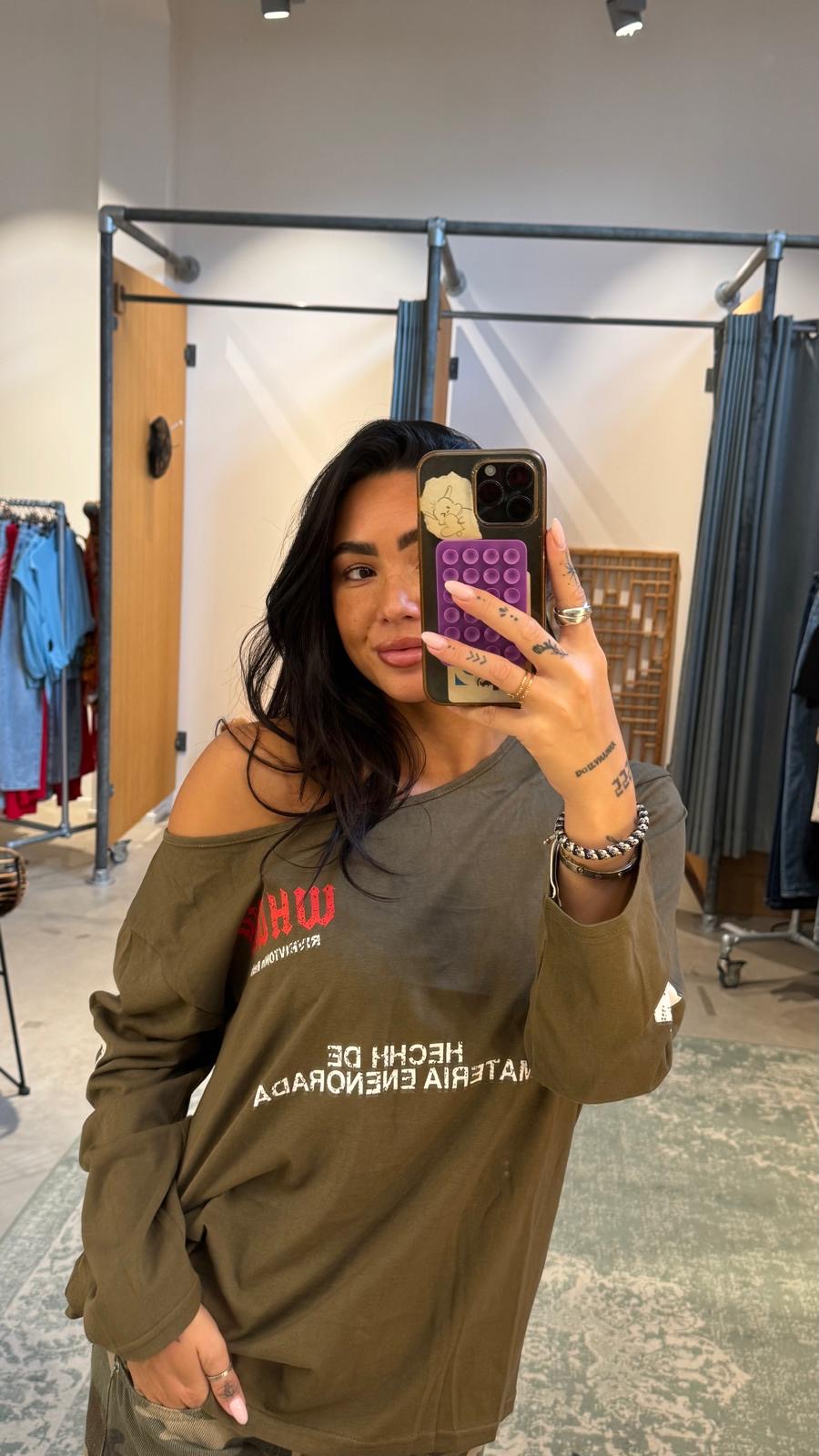 SHIRT OFF-SHOULDER | army