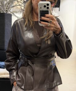 FAUX LEATHER JACKET | CHOCOLATE